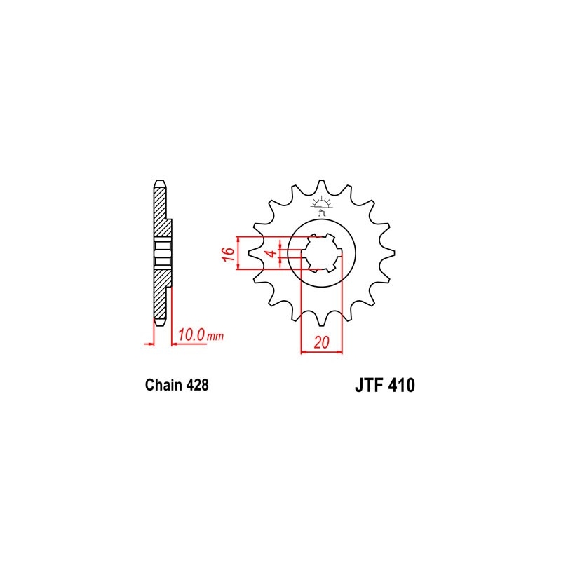 Pinion fata JT 13T, 428