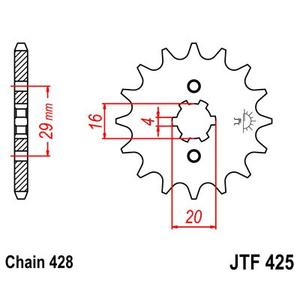 Pinion fata JT JTF 425-17 17T, 428