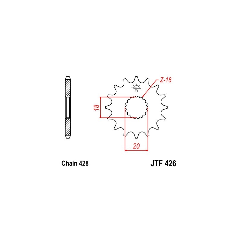 Pinion fata JT 16T, 428