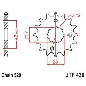 Pinion fata JT JTF 436-13 13T, 520