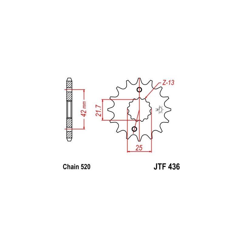 Pinion fata JT 13T, 520