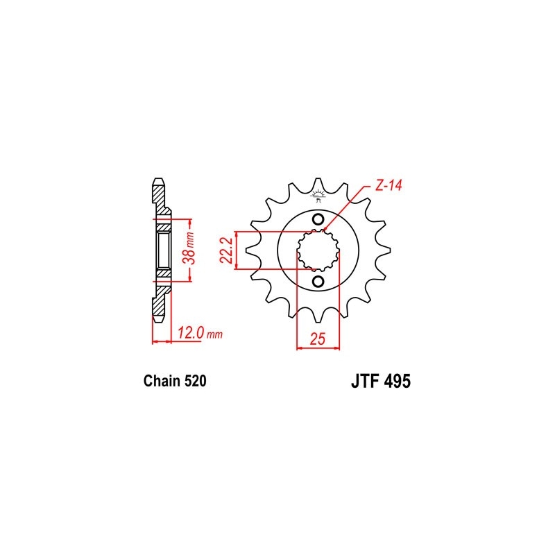 Pinion fata JT 15T, 520