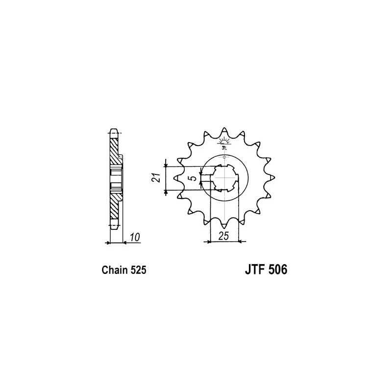 Pinion fata JT 14T, 525