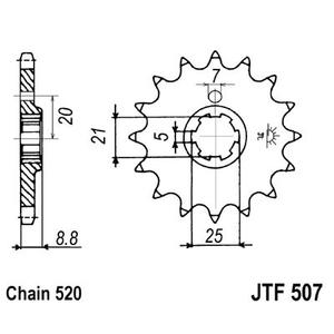 Pinion fata JT JTF 507-13 13T, 520