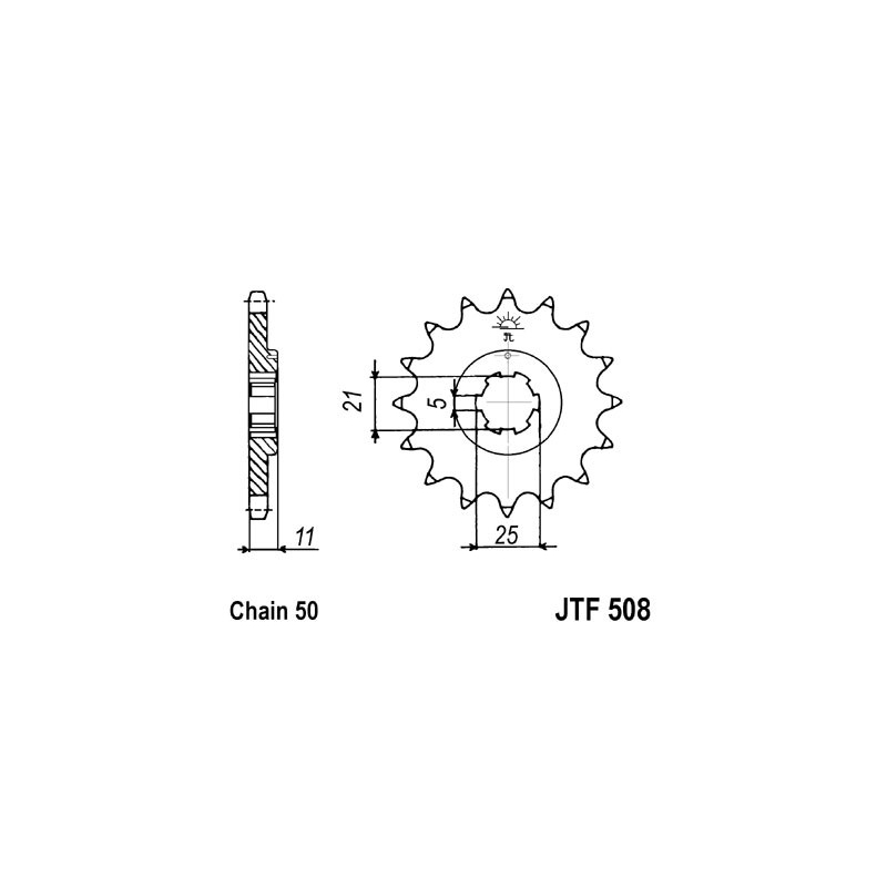 Pinion fata JT 14T, 530