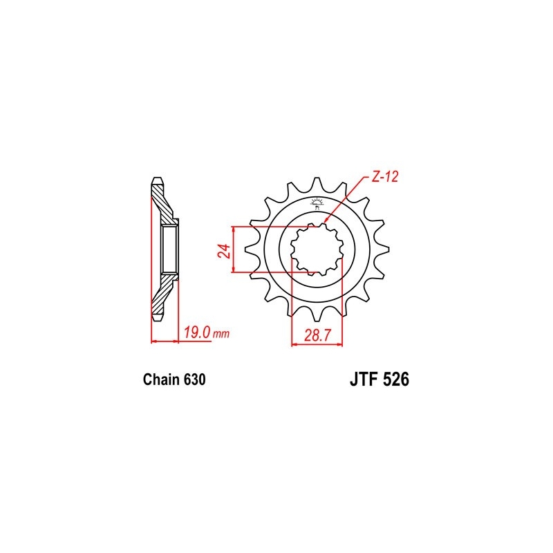 Pinion fata JT 15T, 630