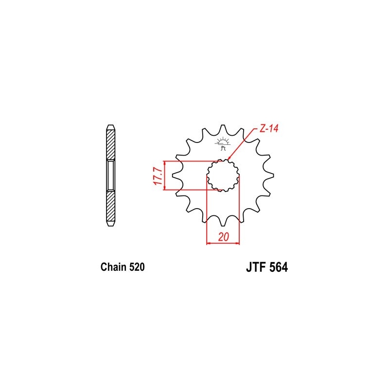 Pinion fata JT 15T, 520