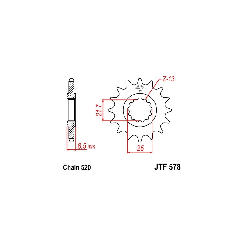 Pinion fata JT 15T, 520