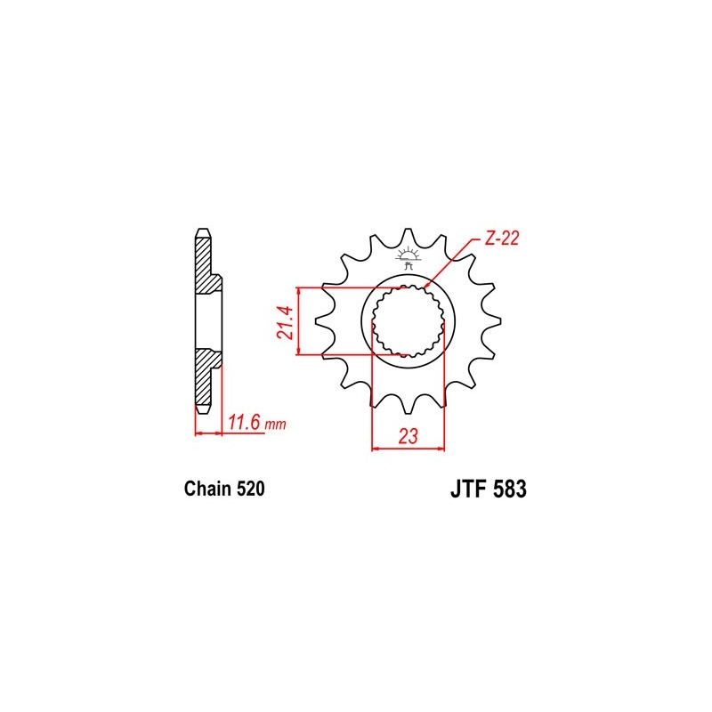 Pinion fata JT 14T, 520