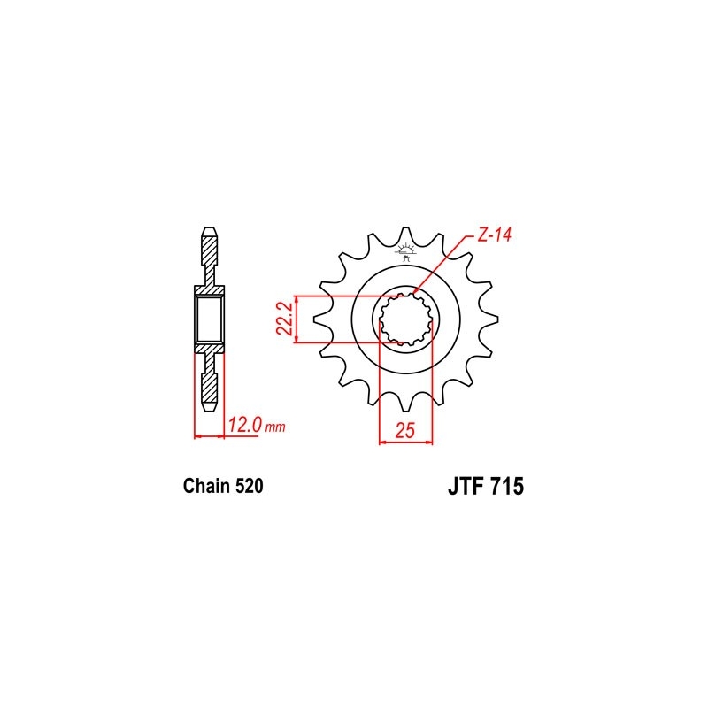 Pinion fata JT 12T, 520