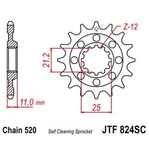 Pinion fata JT JTF 824-13SC 13T, 520 Self Cleaning Lightweight