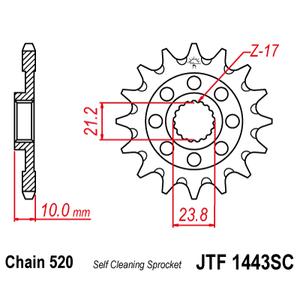 Pinion fata JT JTF 1443-13SC 13T, 520 Self Cleaning Lightweight