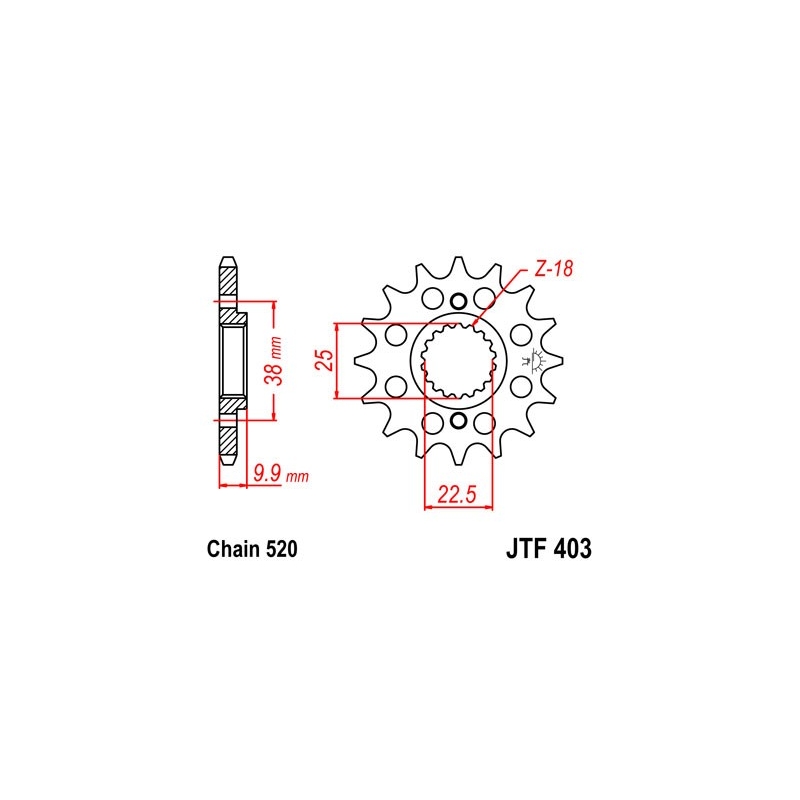 Pinion fata JT 13T, 520