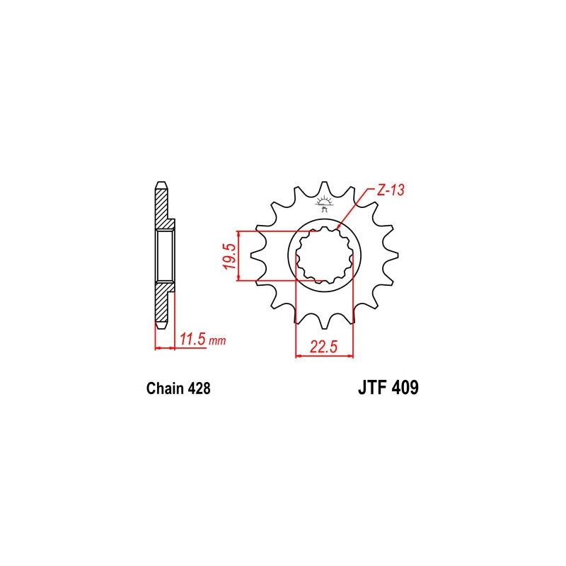 Pinion fata JT 15T, 428