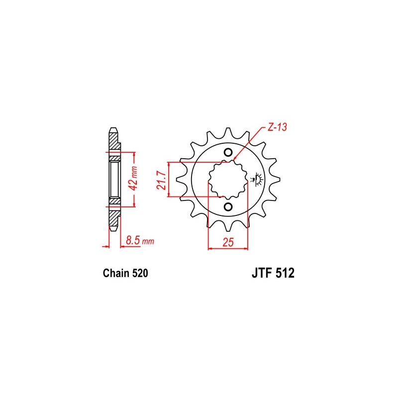 Pinion fata JT 13T, 520