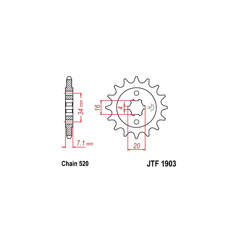 Pinion fata JT 13T, 520