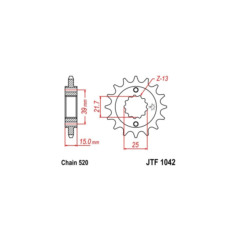 Pinion fata JT 15T, 520