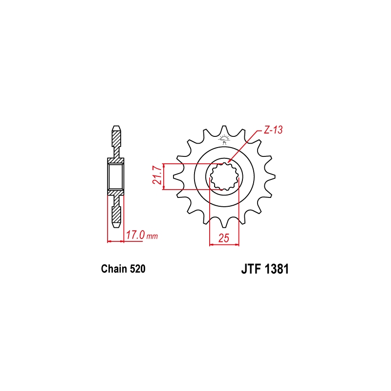Pinion fata JT 16T, 520 rubber cushioned