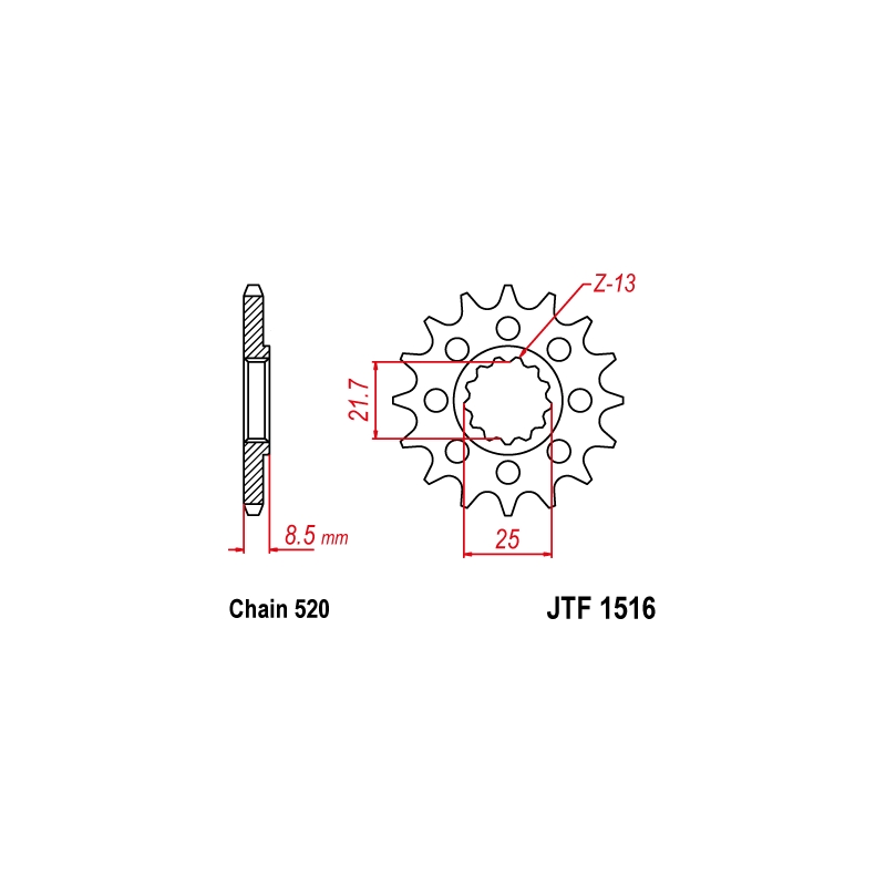 Pinion fata JT 15T, 520