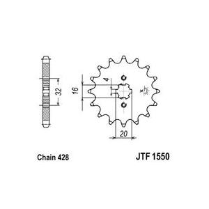 Pinion fata JT JTF 1550-13 14T, 428