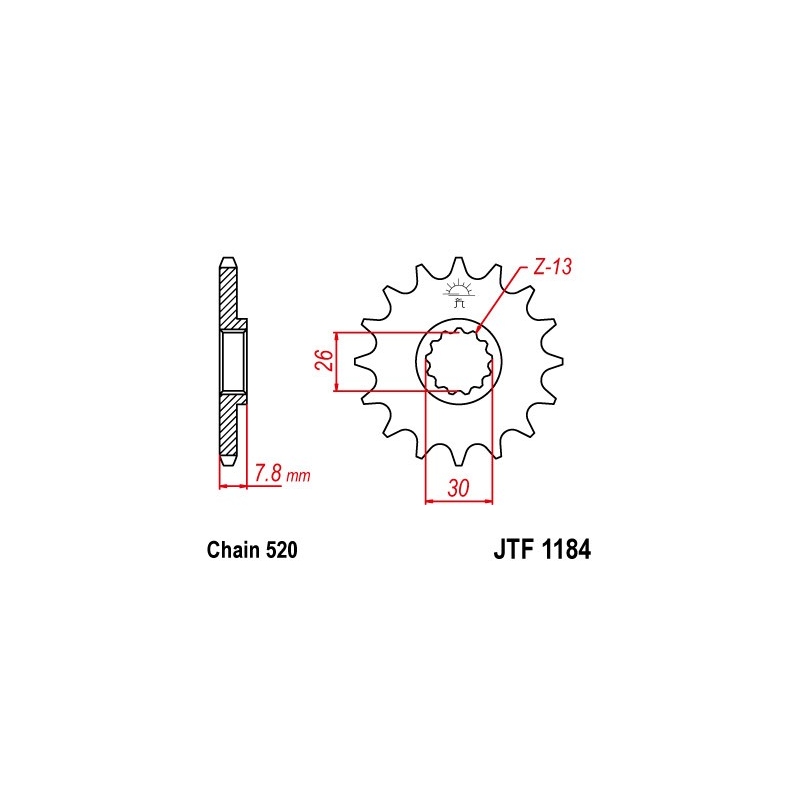 Pinion fata JT 18T, 520