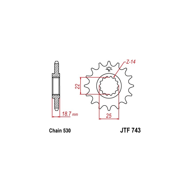 Pinion fata JT 15T, 530 rubber cushioned