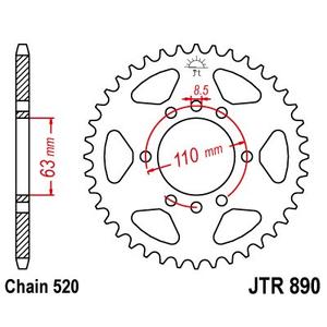 Foaie spate JT JTR 890-42ZBK 42T, 520 Black zinc