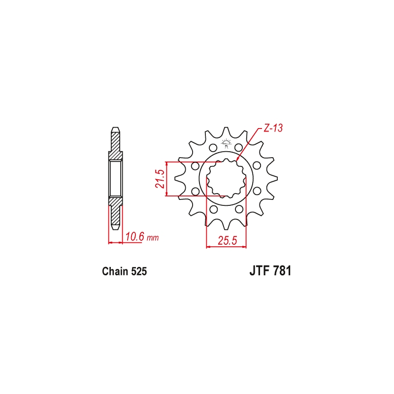 Pinion fata JT 14T, 525
