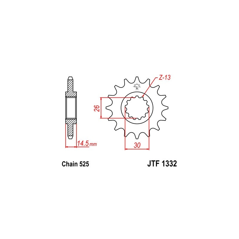 Pinion fata JT 16T, 525 rubber cushioned