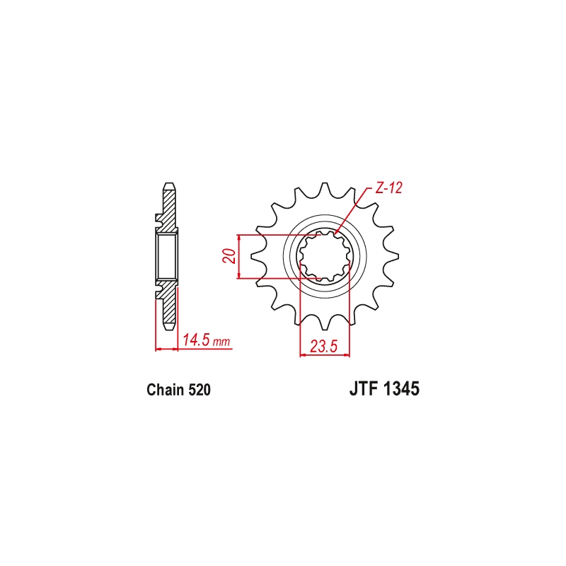 Pinion fata JT 13T, 520 rubber cushioned