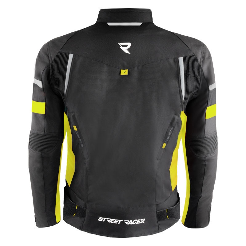 Jachetă de motocicletă Street Racer Evans neagră-galben fluo
