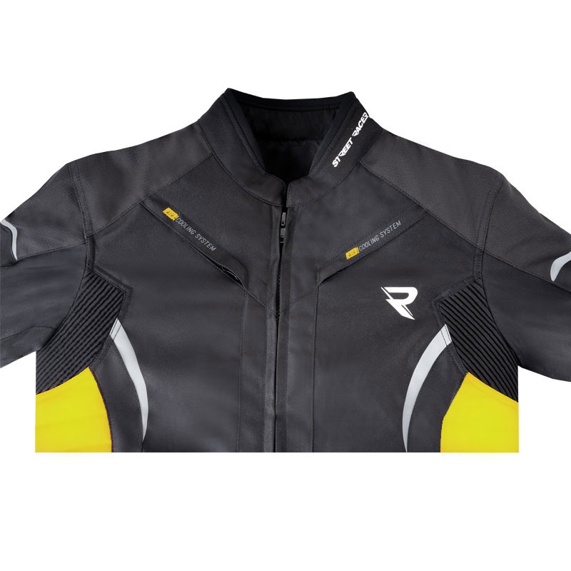 Jachetă de motocicletă Street Racer Evans neagră-galben fluo