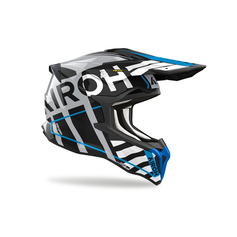 Casca de motocross Airoh Strycker Brave 2024 albastru-gri lucios lichidare