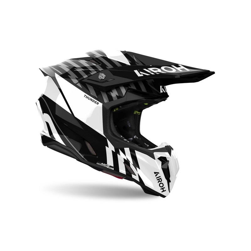 Casca motocross Airoh Twist 3 Thunder alb-negru lucios