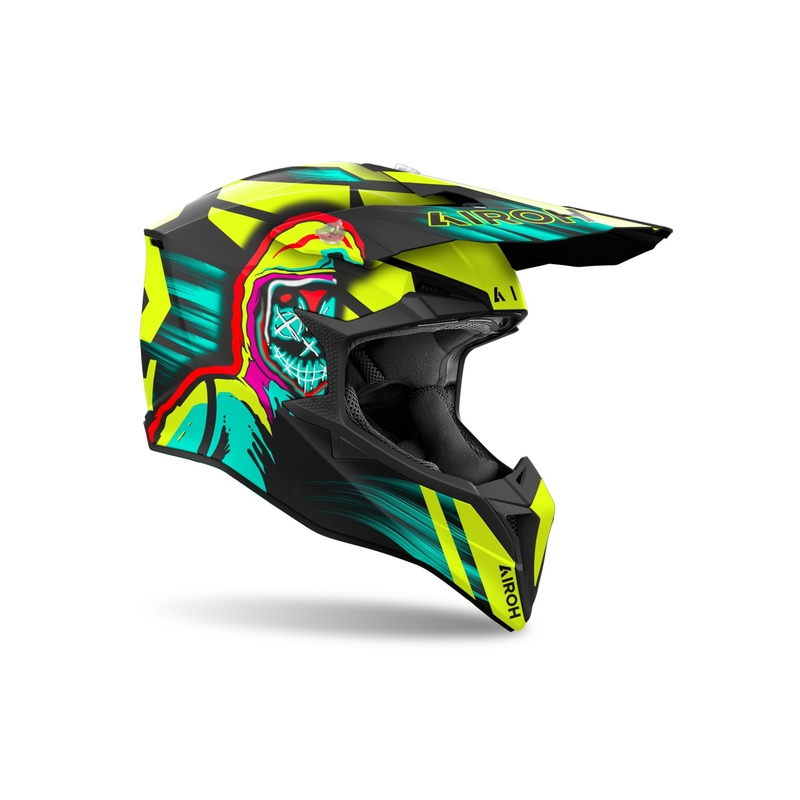 Cască motocross Airoh Wraaap Cyber galben mat