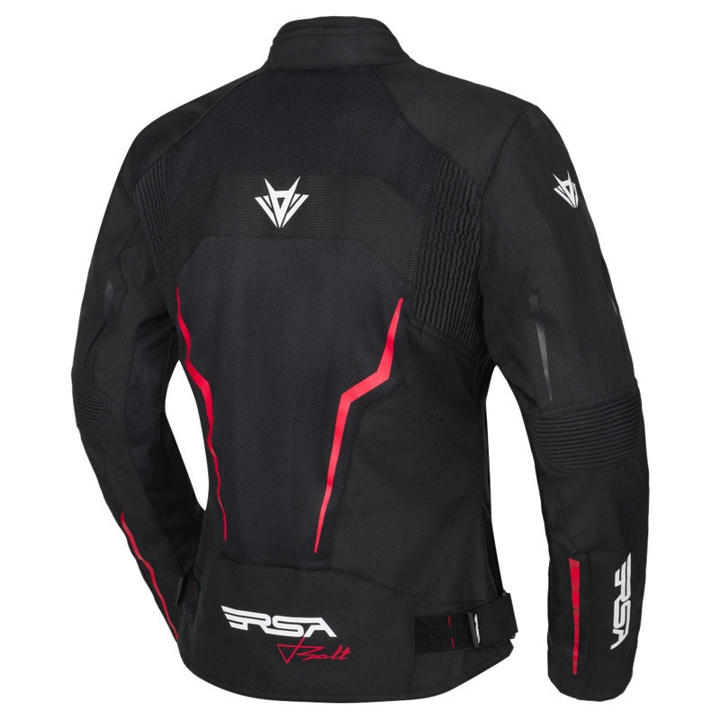 Geacă de motocicletă RSA Bolt pentru femei negru-alb-roșu