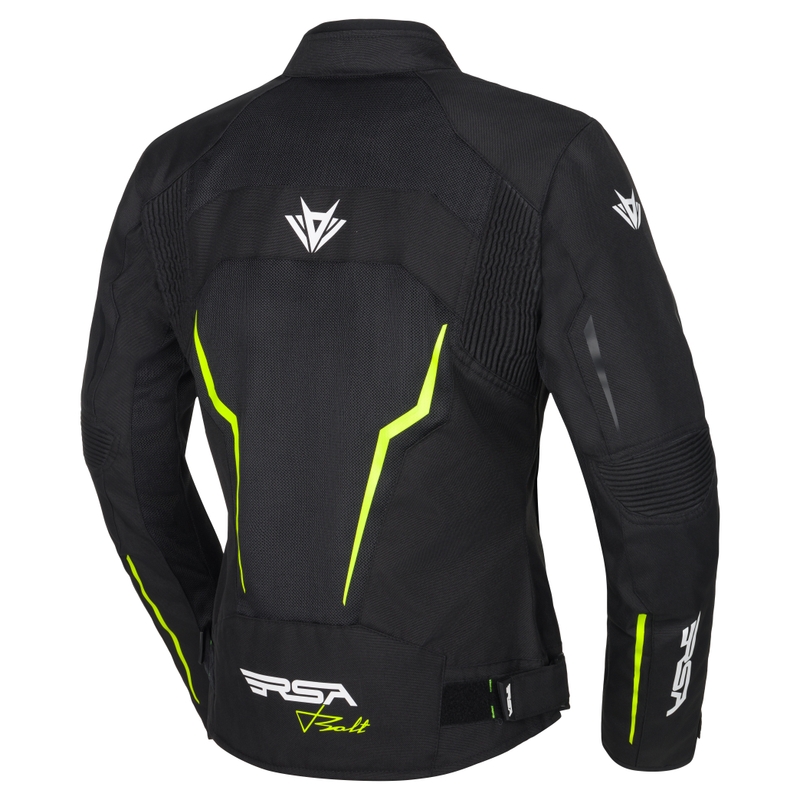 Jachetă de motocicletă pentru femei RSA Bolt Black-White-Fluo Yellow