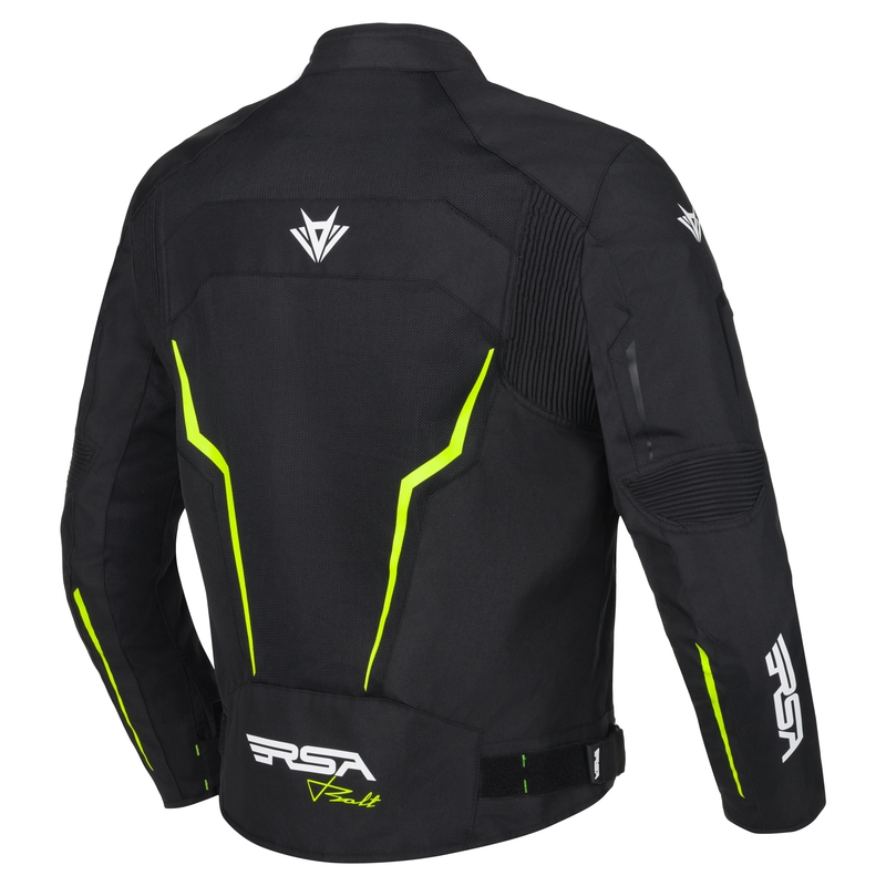 Geacă de motocicletă RSA Bolt negru-alb-alb-galben-fluo