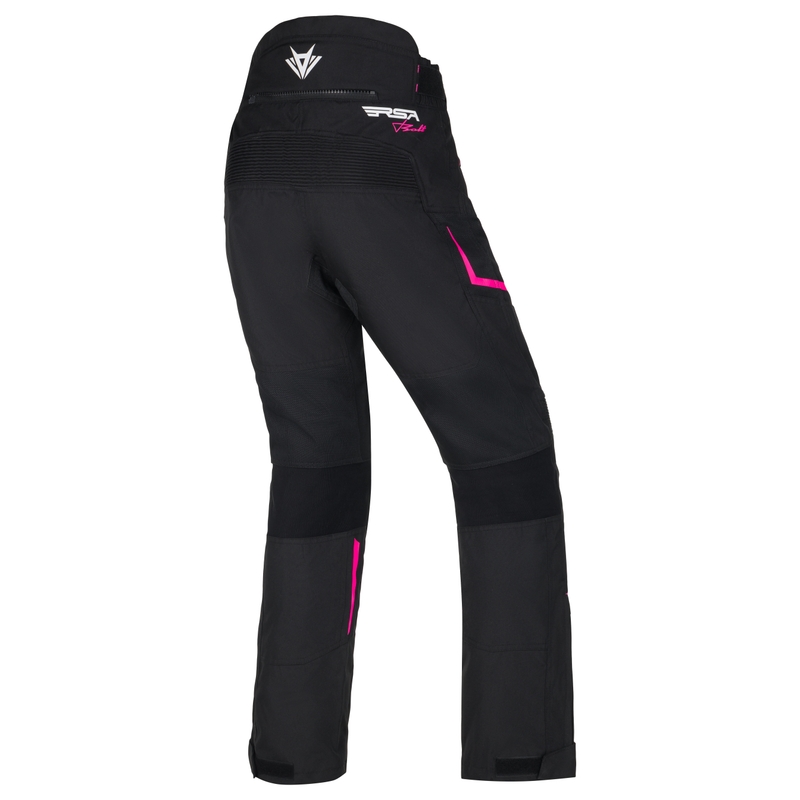 Pantaloni moto pentru femei RSA Bolt negru, alb i roz pentru motociclete RSA Bolt