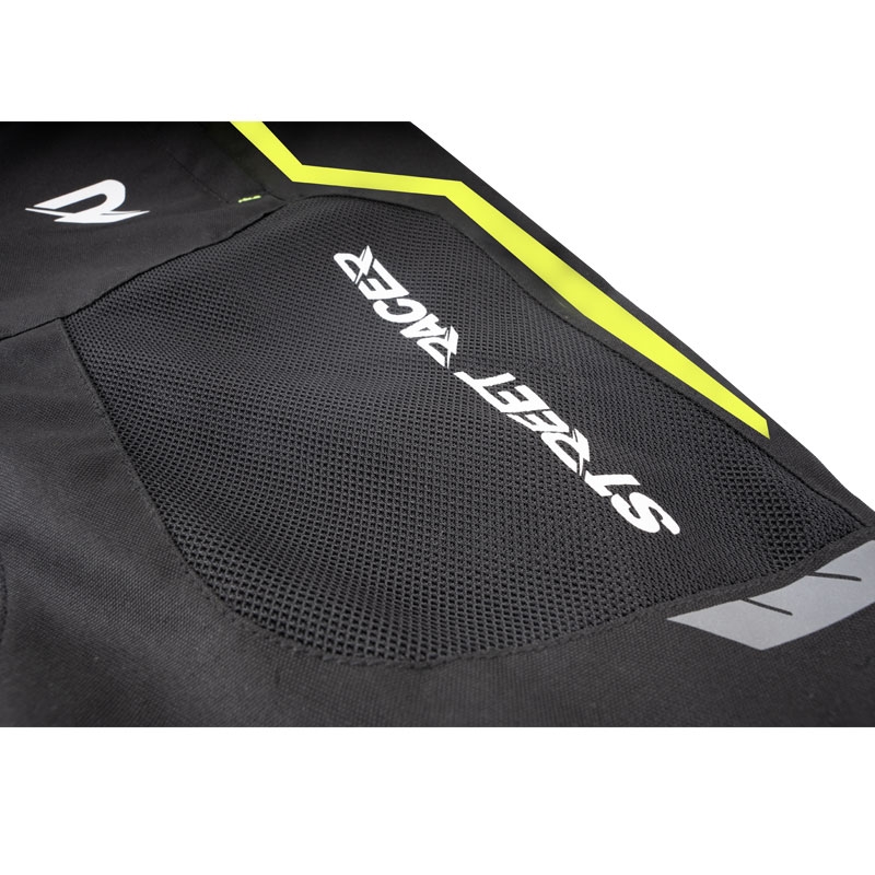 Pantaloni moto Street Racer Flex Air negru-galben fluo