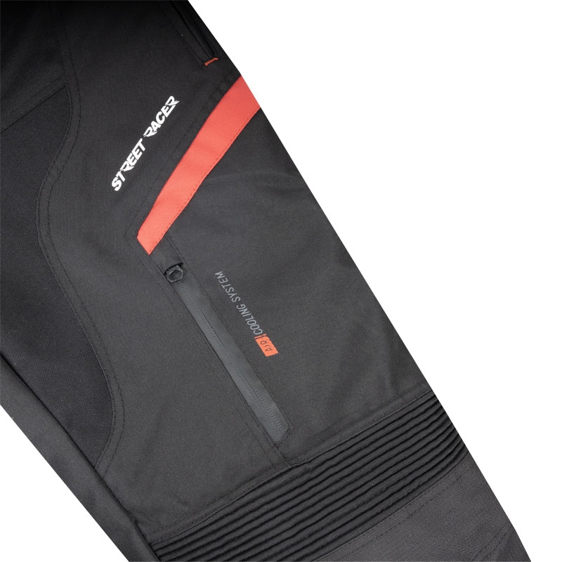 Pantaloni moto Street Racer Vix negru-rosu