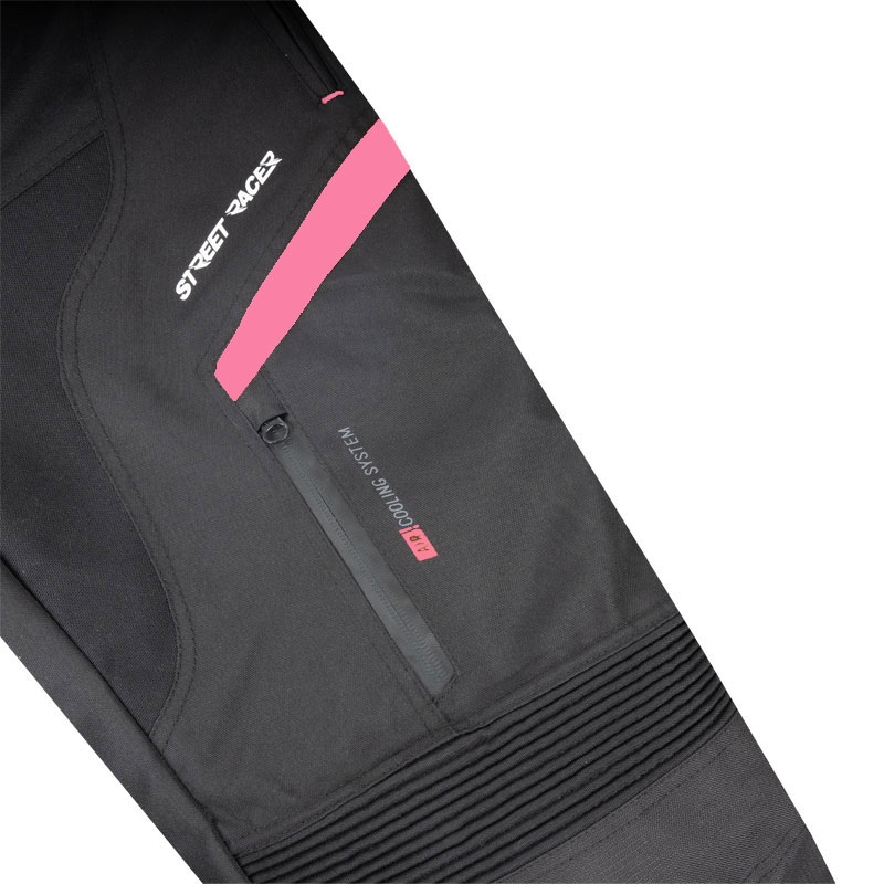 Pantaloni de motocicleta Street Racer Vix de dama negru-roz