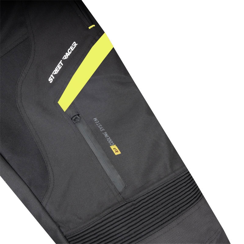 Pantaloni de motocicleta Street Racer Vix de dama negru-galben fluo