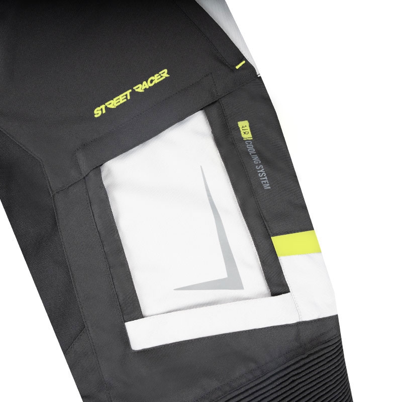 Pantaloni moto dama Street Racer Hilax negru-gri-galben fluo