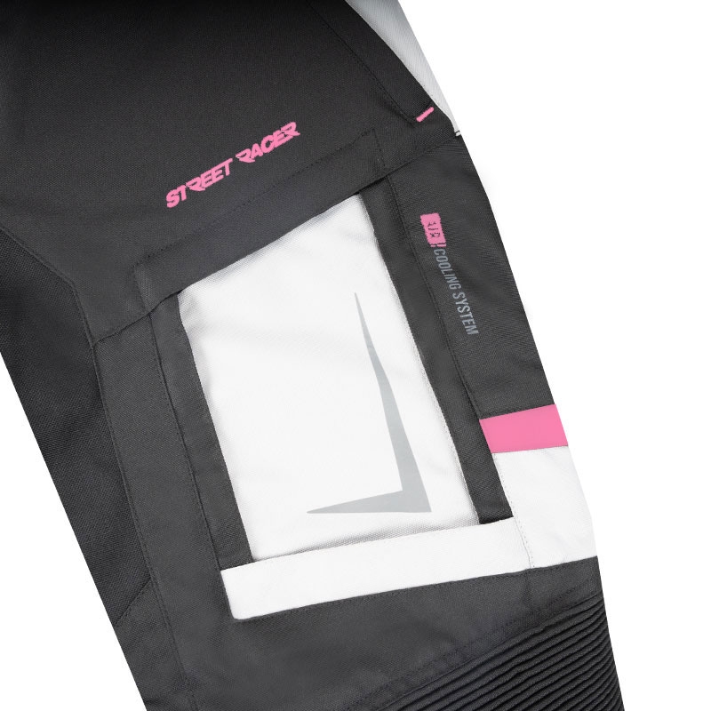 Pantaloni moto dama Street Racer Hilax negru-gri-roz