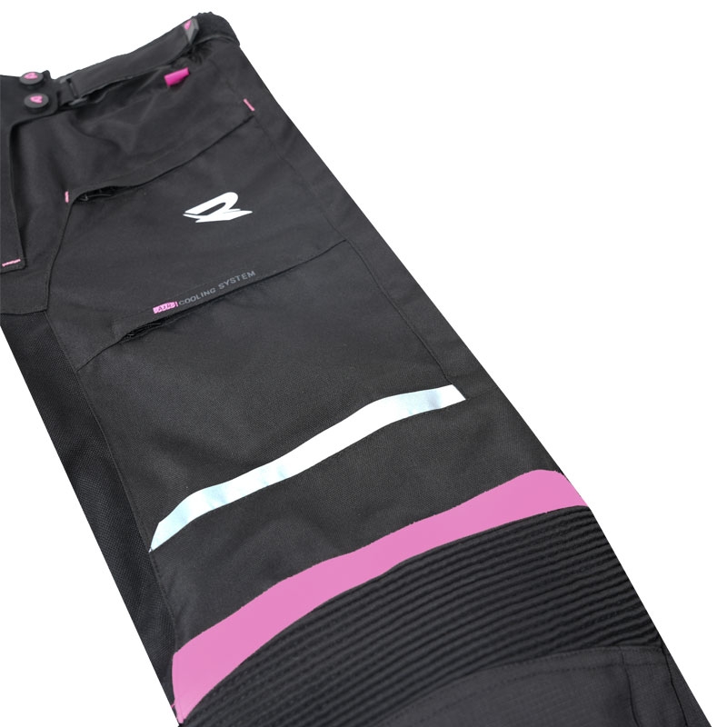 Pantaloni de motocicleta Street Racer Betty II de dama negru-roz