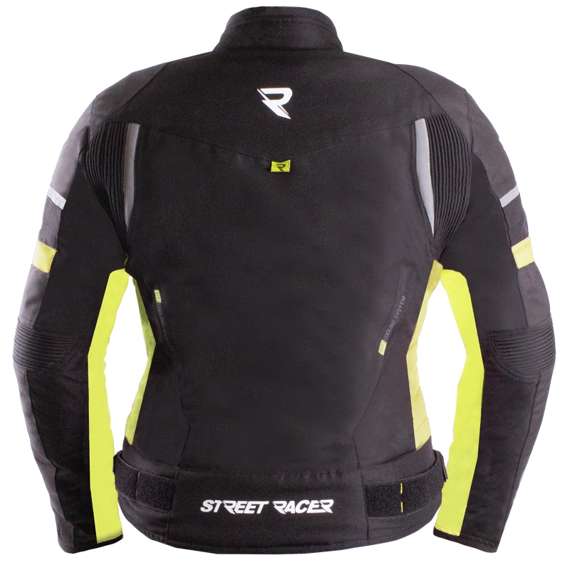 Geacă de motocicletă pentru femei Street Racer Betty II Air negru-galben fluo