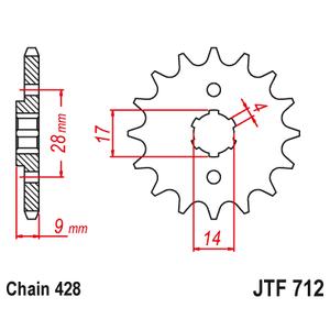 Pinion fata JT JTF 712-13 13T, 428