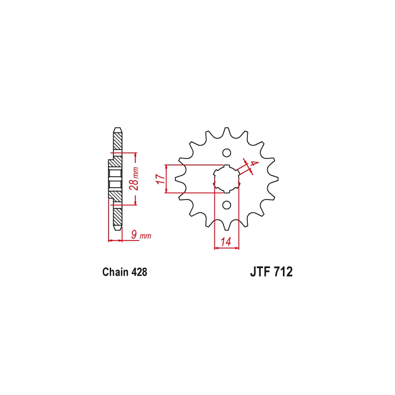 Pinion fata JT 13T, 428