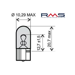 Bec RMS 246510280 12V 5W, W2.1X9.5D portocaliu
